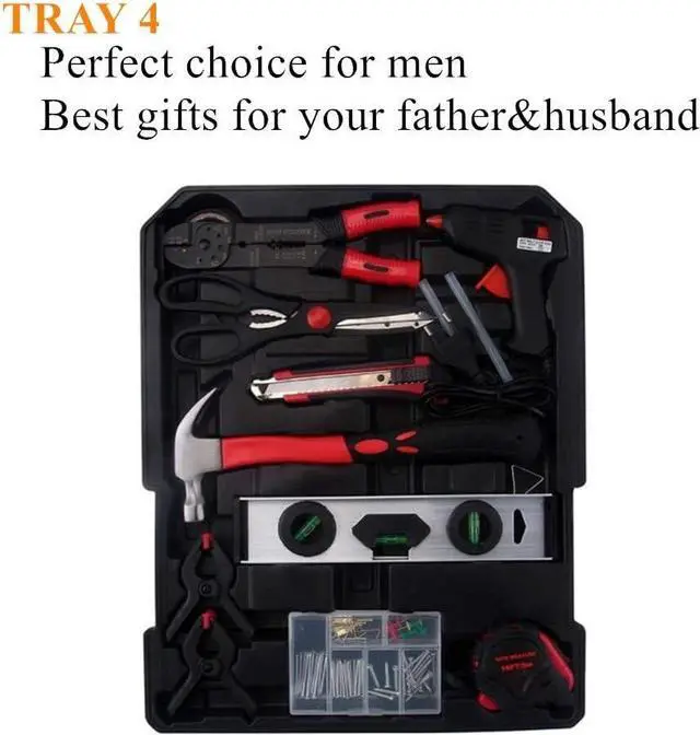 Alt view image 5 of 6 - FLZOSPER 799-Piece Sturdy Tool Set with Rolling Wheels Aluminum Trolley Case, General Household Tool Kit, Auto Repair Tool Set Toolbox and Wheels