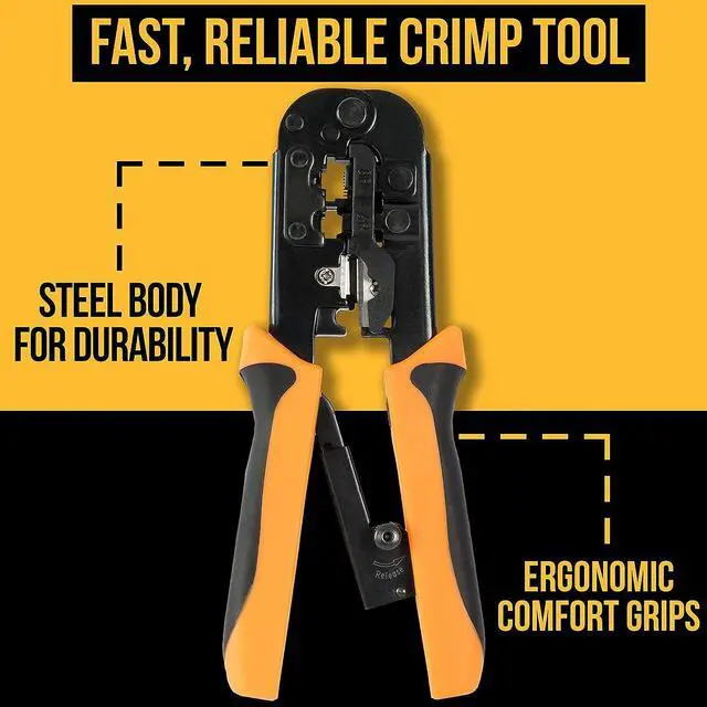 Alt view image 3 of 7 - InstallerParts Professional Network Tool Kit 15 In 1 - RJ45 Crimper Tool Cat 5 Cat6 Cable Tester, Gauge Wire Stripper Cutting Twisting Tool, Ethernet Punch Down Tool, Screwdriver, Knife