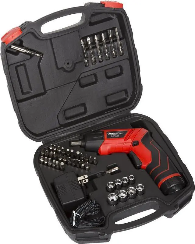Alt view image 2 of 7 - Stalwart - 75-PT1000 Pivoting Screwdriver 45 Pc. Set-Pivoting Cordless Power Tool with Rechargeable 3.6V Battery, LED Lights, Bits, Sockets, and Case by Black