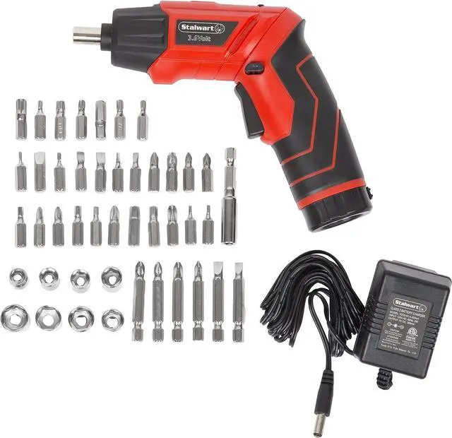 Alt view image 3 of 7 - Stalwart - 75-PT1000 Pivoting Screwdriver 45 Pc. Set-Pivoting Cordless Power Tool with Rechargeable 3.6V Battery, LED Lights, Bits, Sockets, and Case by Black