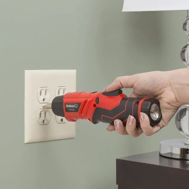 Alt view image 4 of 7 - Stalwart - 75-PT1000 Pivoting Screwdriver 45 Pc. Set-Pivoting Cordless Power Tool with Rechargeable 3.6V Battery, LED Lights, Bits, Sockets, and Case by Black