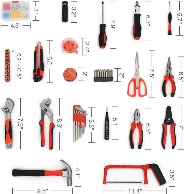 Alt view image 7 of 7 - SONGWAY Small Household Mechanic Tool Set - 102 Piece Tool Box Set, Home Basic Tool Kit, Mechanic Hand Tool Kit, General Tool Kit for Home