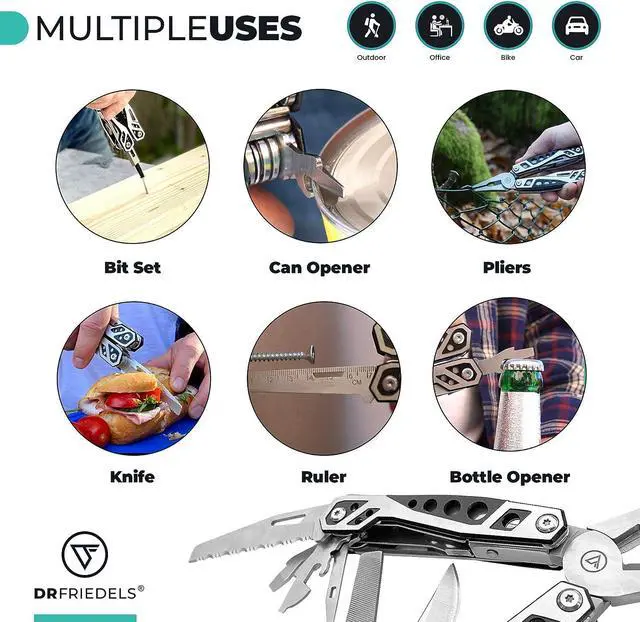 Alt view image 3 of 7 - DRFRIEDELS 22-in-1 Stainless Steel Multitool Safety Lock with Universal Socket