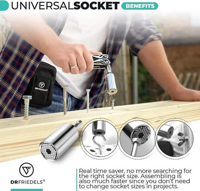 Alt view image 4 of 7 - DRFRIEDELS 22-in-1 Stainless Steel Multitool Safety Lock with Universal Socket