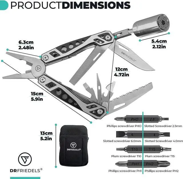 Alt view image 7 of 7 - DRFRIEDELS 22-in-1 Stainless Steel Multitool Safety Lock with Universal Socket