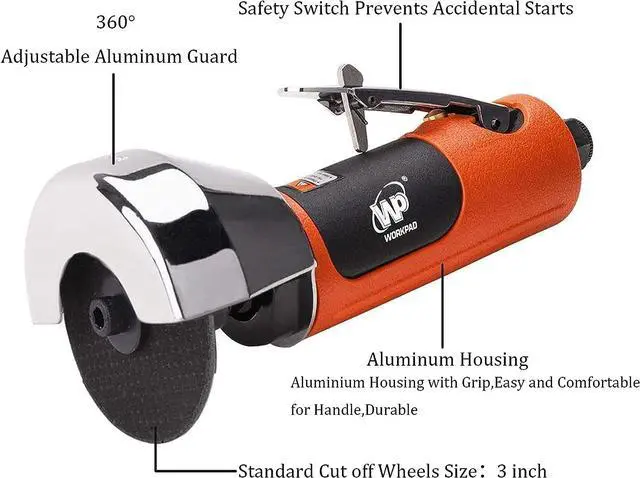 Alt view image 3 of 7 - WORKPAD Air Cut Off Tool, Equipped with 5-Pieces 3" Cutting Disc Set, Pneumatic Tools