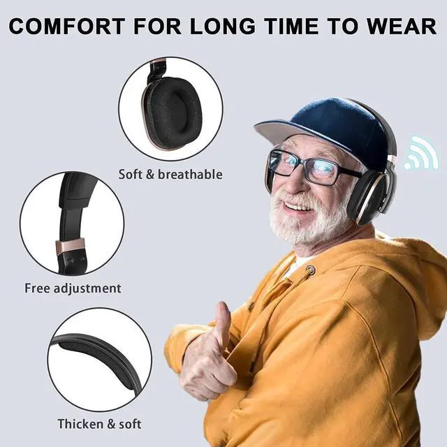 Alt view image 5 of 7 - Daysnew Wireless Headphones for TV with 2.4G RF Transmitter charging Dock, 100FT Range, Plug and Play, High Volume TV headphones wireless for seniors, 20Hrs Playtime, No Delay, Support Optical/RCA/AUX