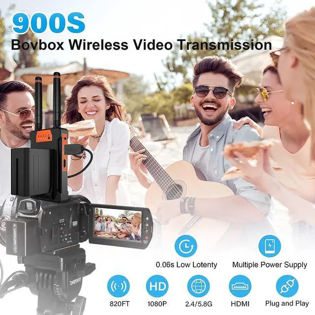 Alt view image 2 of 7 - Wireless HDMI Transmitter and Receiver - 1080P, Extender with Loop-Out, 2.4G/5.8G Adapter, IR Control, 0.06S Latency, 820FT, for TVs, DSLR, Projectors, Laptop