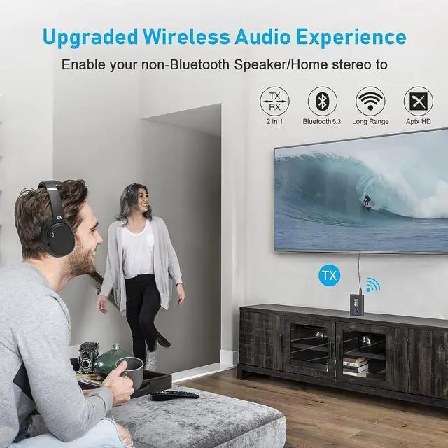 Alt view image 4 of 7 - 1Mii Bluetooth 5.3 Transmitter Receiver for TV, Bluetooth Adapter for TV aptX Low Latency Dual Link, 3.5mm Bluetooth Audio Transmitter for MP3 Airplanes Boats Treadmill Gaming