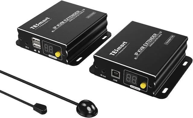 Main image of HDMI KVM Extender 1080P 60Hz Over Single Cat5e/6 Cable Up to 120m/393ft, Point/Multipoint to Point/Multipoint, Remote Control via Mouse & Keyboard, IR Pass Through (Transmitter and Receiver)