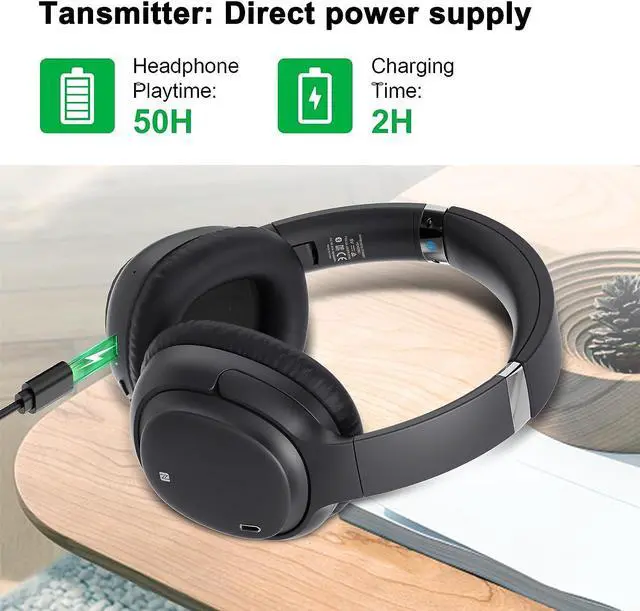 Alt view image 5 of 7 - Soundodo Bluetooth TV headphones,Wireless Headphones for Tv with Bluetooth 5.3 Transmitter,50H Playtime,wireless headphones set for tv watching with Dual Link,Optical,RCA,AUX,No Delay,165ft Long Range