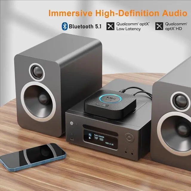 Alt view image 3 of 6 - [Upgraded] 1Mii B06 Plus Bluetooth Receiver, HiFi Wireless Audio Adapter, Bluetooth 5.1 Receiver with 3D Surround aptX HD aptX Low Latency for Home Music Streaming Stereo System