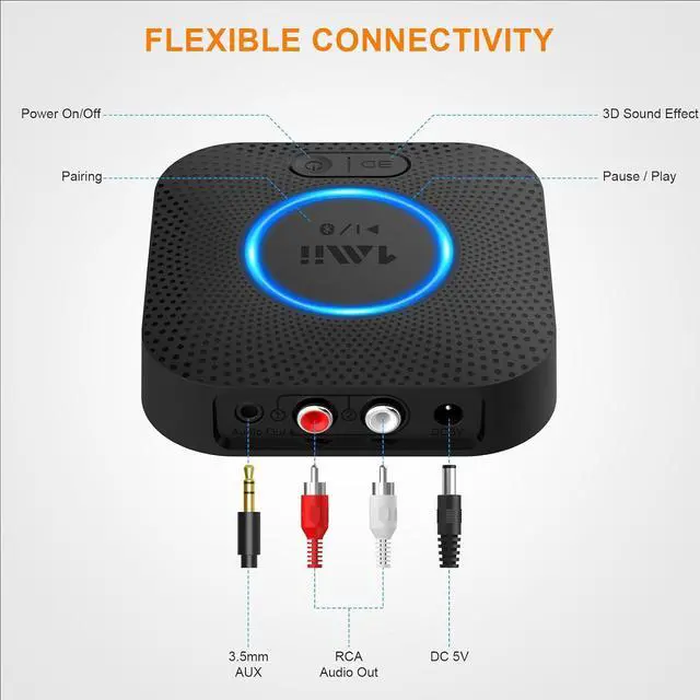Alt view image 4 of 6 - [Upgraded] 1Mii B06 Plus Bluetooth Receiver, HiFi Wireless Audio Adapter, Bluetooth 5.1 Receiver with 3D Surround aptX HD aptX Low Latency for Home Music Streaming Stereo System
