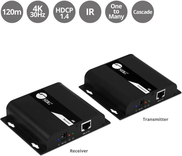 Alt view image 2 of 7 - SIIG 4K HDMI Over IP Extender Kit, 394ft, 1-to-Many, CE-H25D11-S2