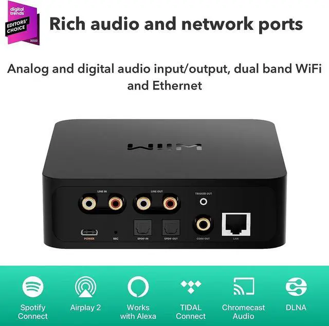 Alt view image 2 of 7 - WiiM Pro AirPlay 2 Receiver, Chromecast Audio, WiFi Multiroom Streamer, Compatible with Alexa, Siri and Google Assistant, Stream Hi-Res Audio from Spotify,  Music, Tidal and More