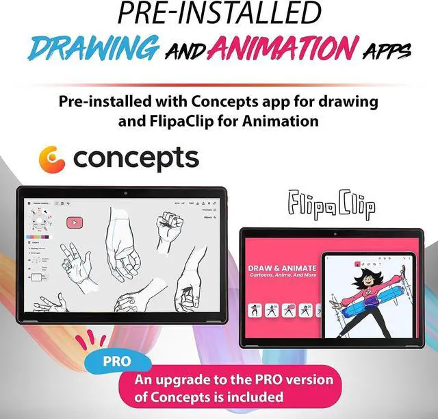 Alt view image 3 of 7 - Simbans PicassoTab XL Drawing Tablet No Computer Needed with 11.6 Inch Screen [4 Bonus Items] Stylus Pen, Portable, Standalone, Android 11, Best Gift for Beginner Digital Graphic Artist - PCXL