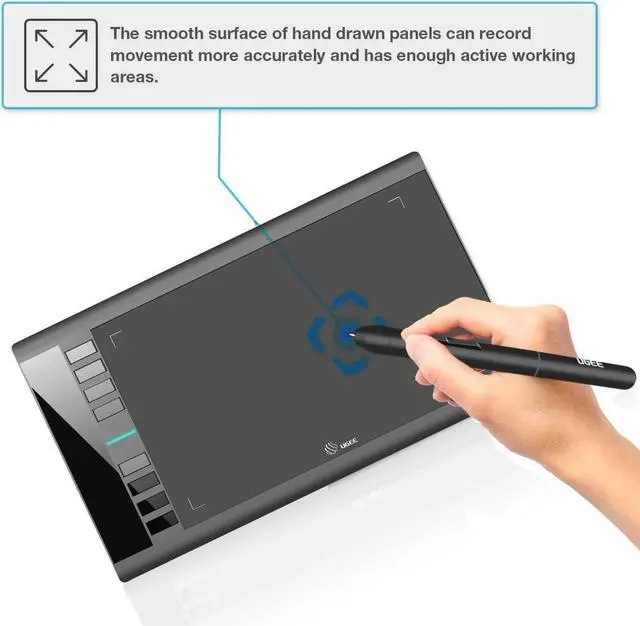 Alt view image 4 of 7 - Graphics Drawing Tablets, UGEE M708 10 x 6 inch Large Active Area Drawing Tablet with 8 Hot Keys 8192 Levels Pen Graphic Tablets for Computer Digital Art Creation Sketch for Windows Mac os and Linux