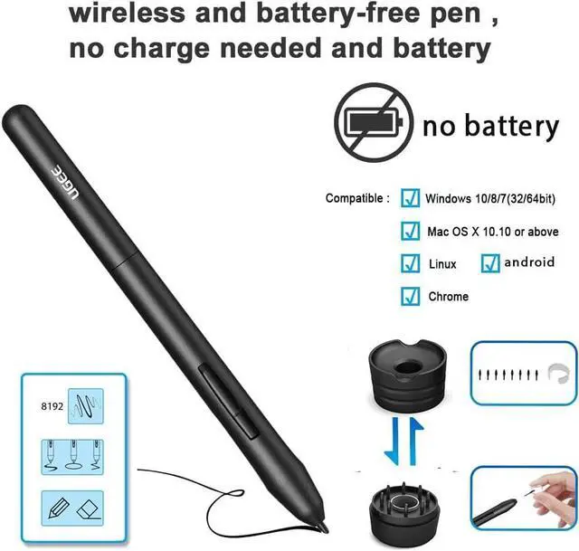 Alt view image 6 of 7 - Graphics Drawing Tablets, UGEE M708 10 x 6 inch Large Active Area Drawing Tablet with 8 Hot Keys 8192 Levels Pen Graphic Tablets for Computer Digital Art Creation Sketch for Windows Mac os and Linux