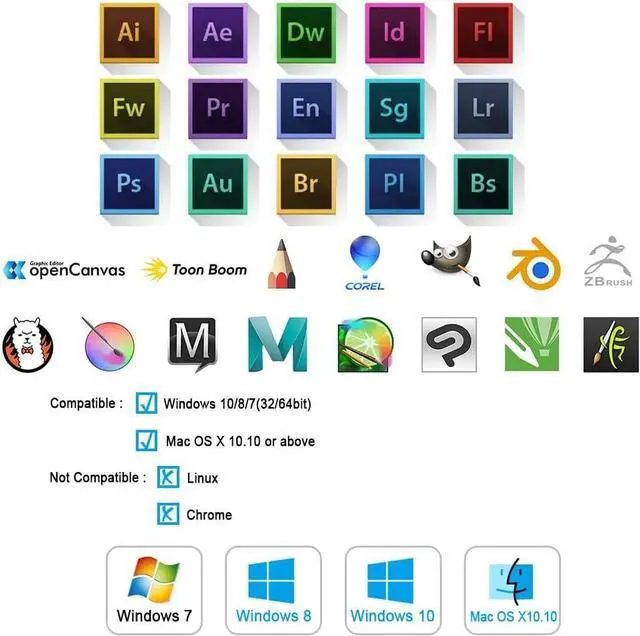 Alt view image 5 of 7 - UGEE Graphics Drawing Tablet, M708 V2 10x6 Inch Ultra Thin Large Graphics Drawing Tablets Art Pad with 8 Hot Keys 8192 Level Battery-Free Stylus for Win/Mac/Android, Creation Sketch, Online Teaching
