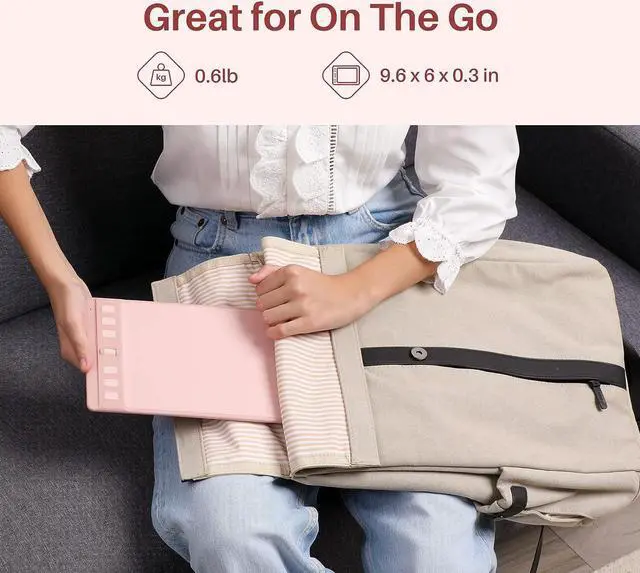 Alt view image 5 of 7 - 2023 HUION Inspiroy 2 Small Drawing Tablet with Scroll Wheel 6 Customized Keys Battery-Free Stylus for Digital Art, Design, Sketch, 6x4inch Graphics Tablet Works with Mac, PC & Mobile, Pink