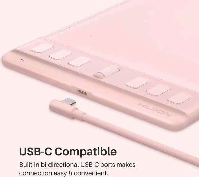 Alt view image 7 of 7 - 2023 HUION Inspiroy 2 Small Drawing Tablet with Scroll Wheel 6 Customized Keys Battery-Free Stylus for Digital Art, Design, Sketch, 6x4inch Graphics Tablet Works with Mac, PC & Mobile, Pink
