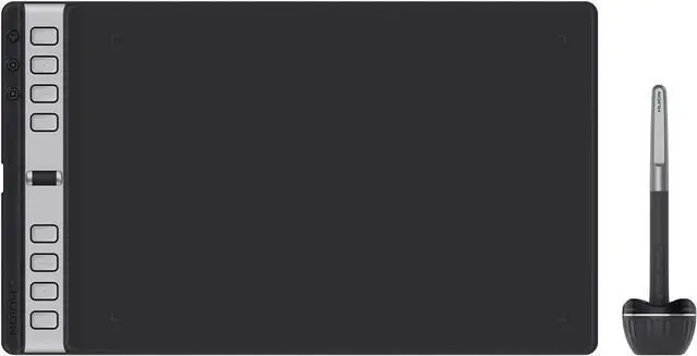 Main image of 2023 HUION Inspiroy 2 Large Drawing Tablet with Scroll Wheel 3-Set 8 Customized Keys Battery-Free Stylus for Digital Art, Design, Sketch, 10x6inch Graphics Tablet Works with Mac, PC & Mobile, Black