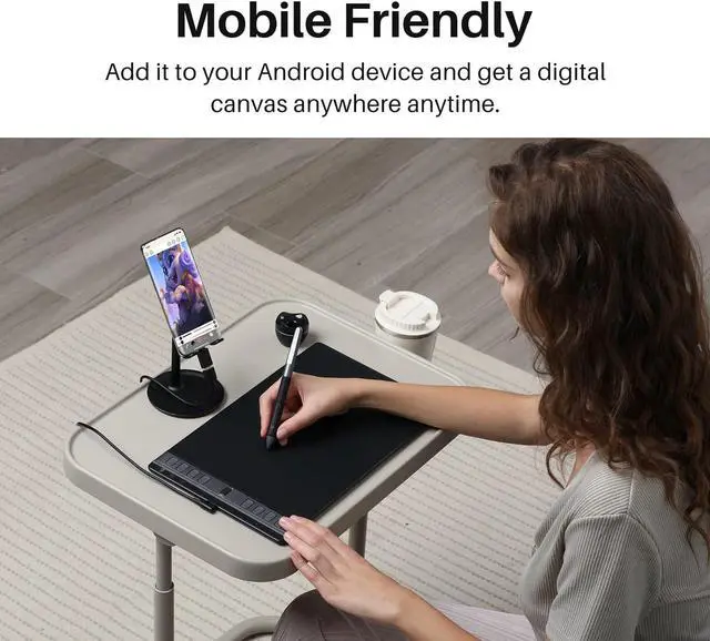 Alt view image 4 of 7 - 2023 HUION Inspiroy 2 Large Drawing Tablet with Scroll Wheel 3-Set 8 Customized Keys Battery-Free Stylus for Digital Art, Design, Sketch, 10x6inch Graphics Tablet Works with Mac, PC & Mobile, Black