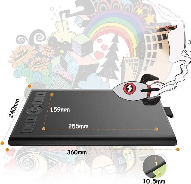 Alt view image 5 of 7 - Drawing Tablet GAOMON M10K PRO 10 x 6.25 inches Large Graphic Tablet, Digital Art Tablet Supports Tilt & Radial Function with 10 Shortcut Keys, Battery-Free Stylus, Work with Mac, Windows & Android