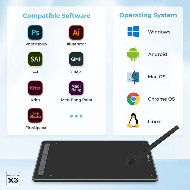 Alt view image 6 of 7 - XPPen Deco LW Wireless Drawing Tablet- 10x6 Bluetooth Graphic Tablet with Battery-Free X3 Digital Stylus Wireless Drawing PAD Compatible with Chrome, Windows 11, Linux, Mac, and Android (Black)