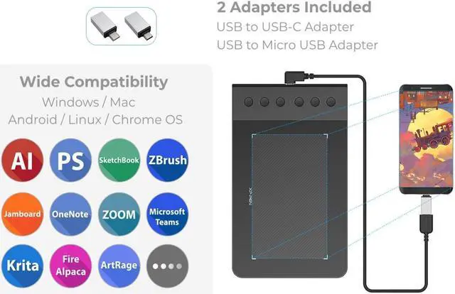 Alt view image 6 of 7 - Drawing Tablet XP-PEN G640S Graphics Pen Tablet with Battery-Free Stylus 8192 Pressure 6x4 Inch Digital Tablet with 6 Customized Hot Keys for Chrome, Mac, Windows PC and Android