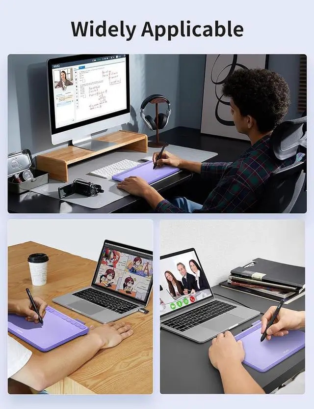 Alt view image 7 of 7 - Ugee Drawing Tablet 6.5x4 Inches Computer Graphics Tablets with 10 Hot KeysDigital Tablet Battery-Free Stylus 8192 Pressure Sensitivity 60°Tilt Function Drawing Pad for PC,Mac,Windows,Android-Purple