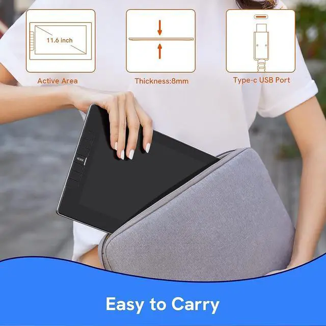 Alt view image 4 of 7 - VEIKK VK1200 Drawing Tablet with Screen, 11.6 inch Full-Laminated Drawing Monitor with 6 Shortcut Keys and 8192 Levels Tilt Function Pen, for PC/Mac for Teach Anime(120% sRGB)