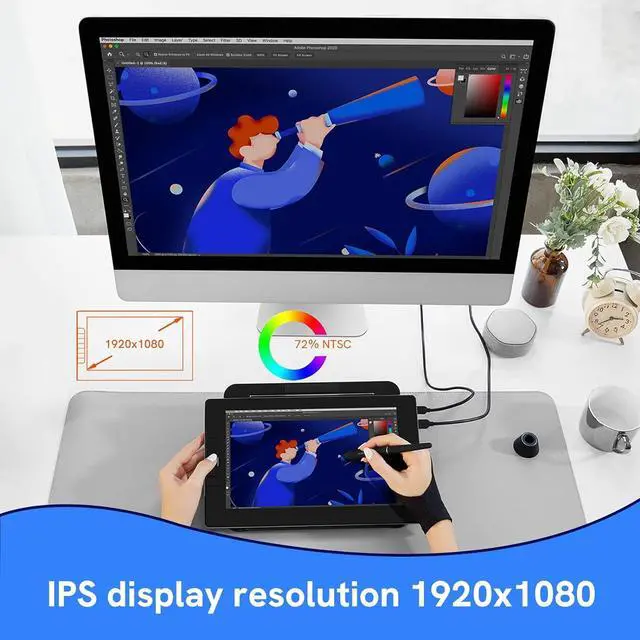 Alt view image 6 of 7 - VEIKK VK1200 Drawing Tablet with Screen, 11.6 inch Full-Laminated Drawing Monitor with 6 Shortcut Keys and 8192 Levels Tilt Function Pen, for PC/Mac for Teach Anime(120% sRGB)