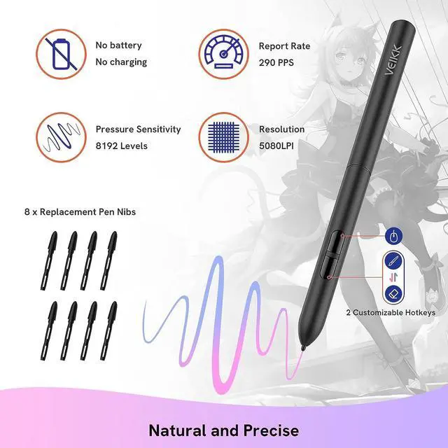 Alt view image 2 of 7 - Drawing Tablet,VEIKK S640 Digital Graphics Tablet, 6x4 Inch Ultra-Thin Portable OSU! Tablet, Battery-Free Stylus for OSU! Game and Teaching Online Classes,Support Windows Mac Linux Chrome Android OS