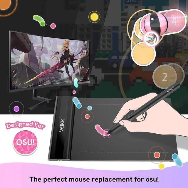 Alt view image 3 of 7 - Drawing Tablet,VEIKK S640 Digital Graphics Tablet, 6x4 Inch Ultra-Thin Portable OSU! Tablet, Battery-Free Stylus for OSU! Game and Teaching Online Classes,Support Windows Mac Linux Chrome Android OS