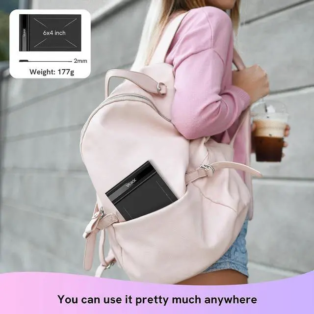 Alt view image 4 of 7 - Drawing Tablet,VEIKK S640 Digital Graphics Tablet, 6x4 Inch Ultra-Thin Portable OSU! Tablet, Battery-Free Stylus for OSU! Game and Teaching Online Classes,Support Windows Mac Linux Chrome Android OS