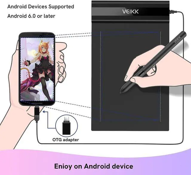 Alt view image 5 of 7 - Drawing Tablet,VEIKK S640 Digital Graphics Tablet, 6x4 Inch Ultra-Thin Portable OSU! Tablet, Battery-Free Stylus for OSU! Game and Teaching Online Classes,Support Windows Mac Linux Chrome Android OS