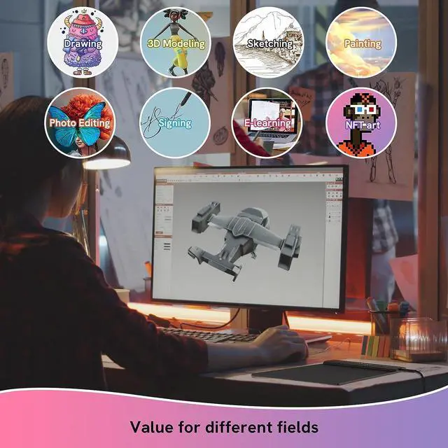 Alt view image 7 of 7 - Drawing Tablet,VEIKK S640 Digital Graphics Tablet, 6x4 Inch Ultra-Thin Portable OSU! Tablet, Battery-Free Stylus for OSU! Game and Teaching Online Classes,Support Windows Mac Linux Chrome Android OS