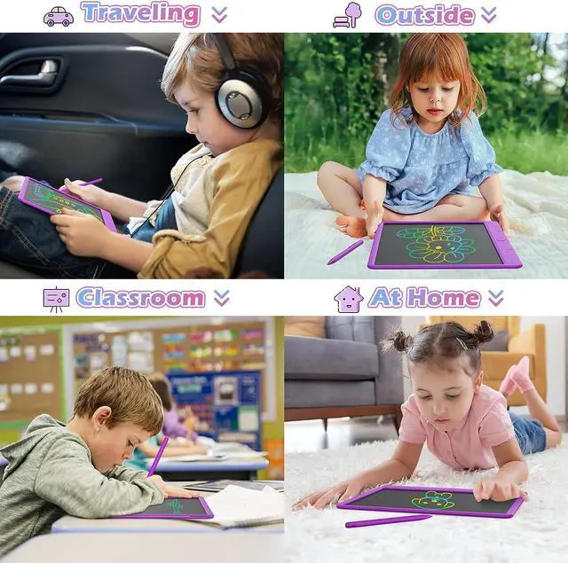 Alt view image 6 of 7 - GIGART LCD Writing Tablet for Kids 15" Drawing Board Reusable Electronic Doodle Pad Portable Scribbler Boards Doodle Board for Kids Ages 4-8Purple