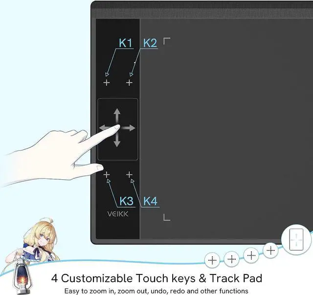 Alt view image 2 of 7 - Digital Graphics Drawing Tablet VEIKK A30, 4 Touch Keys 1 Touch Panel, Linux Support, 10x6 Inch Drawing Pad with 8192 Levels Battery-Free Pen Electronic Writing Tablet for PC/Android/Mac OS