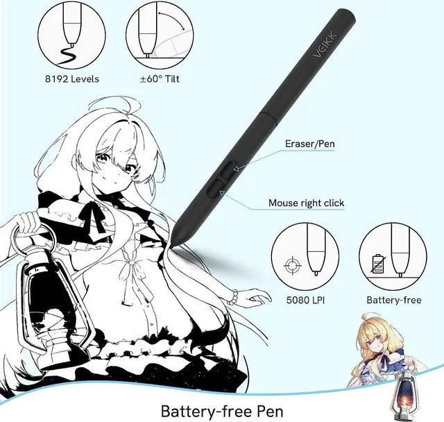 Alt view image 3 of 7 - Digital Graphics Drawing Tablet VEIKK A30, 4 Touch Keys 1 Touch Panel, Linux Support, 10x6 Inch Drawing Pad with 8192 Levels Battery-Free Pen Electronic Writing Tablet for PC/Android/Mac OS