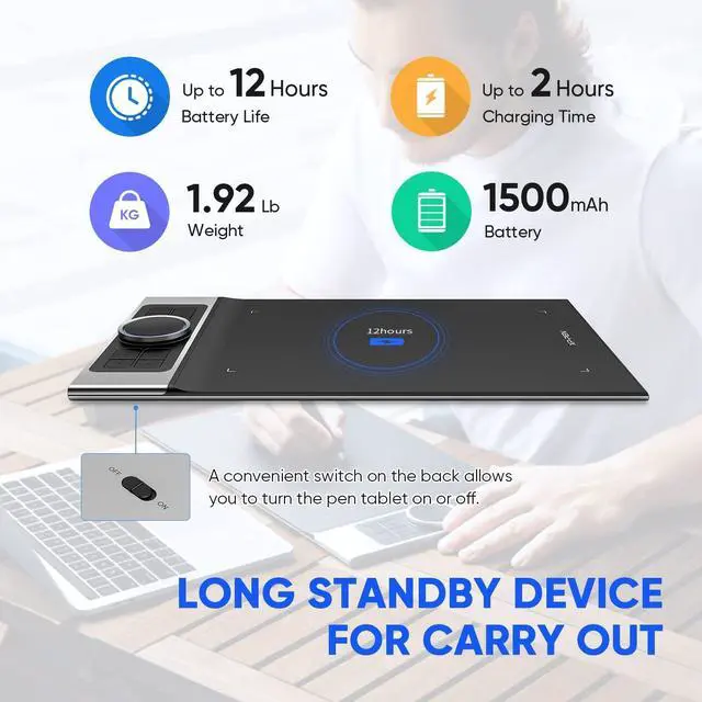 Alt view image 6 of 7 - XPPen Deco Pro MW Bluetooth Graphics Tablet 11×6 Inches Wireless Drawing Tablets Painting Pen Tablet for Drawing and Remote Learning (Deco Pro MW)