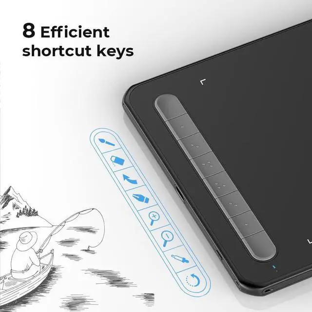 Alt view image 6 of 7 - Drawing Tablet Deco MW Bluetooth Wireless Computer Graphics Tablet, Battery-Free X3 Stylus and 8 Shortcut Keys, Compatible with Chrome OS, Windows 7/8/10/11, Linux, Mac, Android (8x5 in, Black)