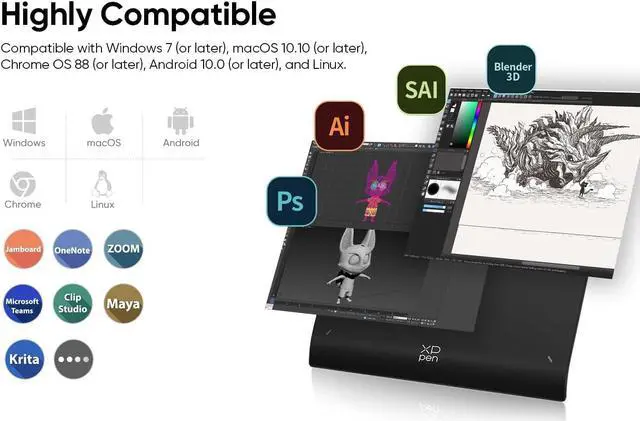 Alt view image 7 of 7 - XPPen Wireless Drawing Tablet Deco Pro LW 2nd, 11 Inch Bluetooth Computer Graphics Tablet with X3 Pro Stylus & Mini Key-dial, Digital Drawing Pad for Animation, Digital Art, Video Editing