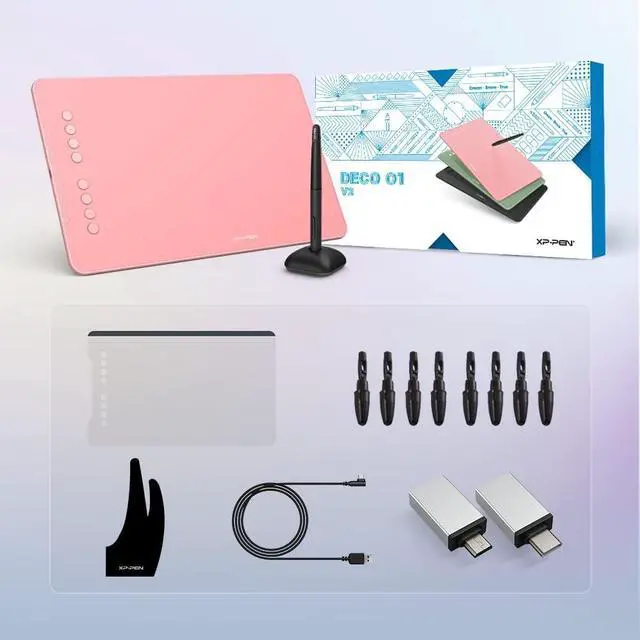 Alt view image 6 of 7 - Drawing Tablet-XPPen Deco 01 V2 10x6.25 Inch Graphics Tablet Digital Drawing Tablet for Chromebook with 8192 Levels Pressure Battery-Free Stylus and 8 Shortcut Keys (Pink)
