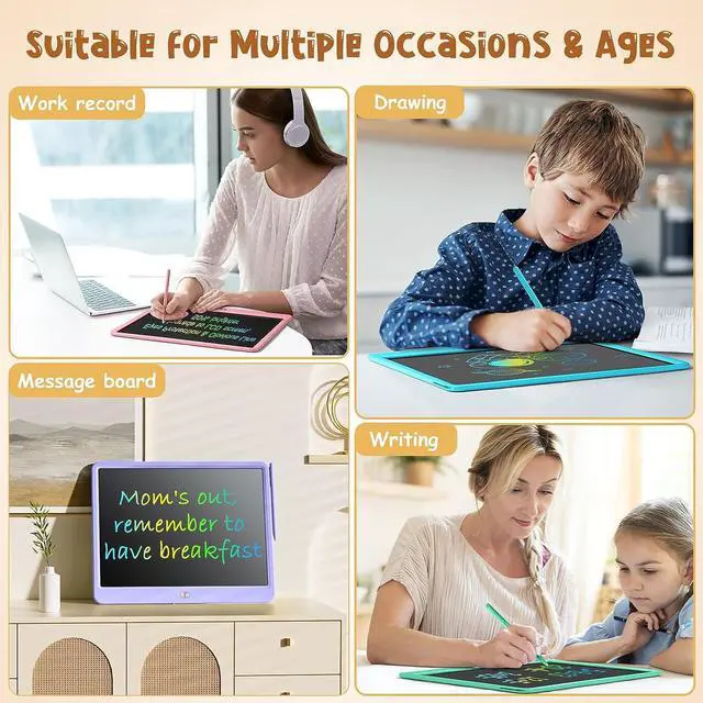 Alt view image 6 of 7 - Kidopire LCD Writing Tablet for Kids, 15 Inch Large Screen Doodle Board Drawing Writing Tablet Board, Educational Toddler Toys Birthday Gift School Office Notes for 3-12+ Year Old Girls Boys, Green