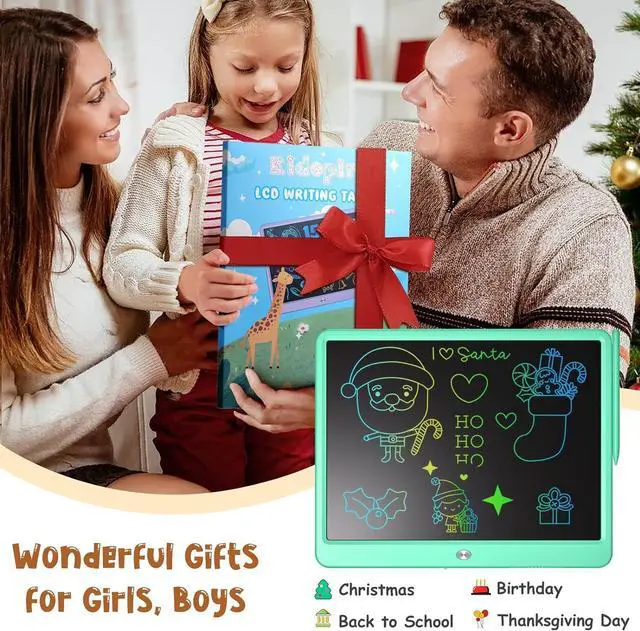 Alt view image 7 of 7 - Kidopire LCD Writing Tablet for Kids, 15 Inch Large Screen Doodle Board Drawing Writing Tablet Board, Educational Toddler Toys Birthday Gift School Office Notes for 3-12+ Year Old Girls Boys, Green