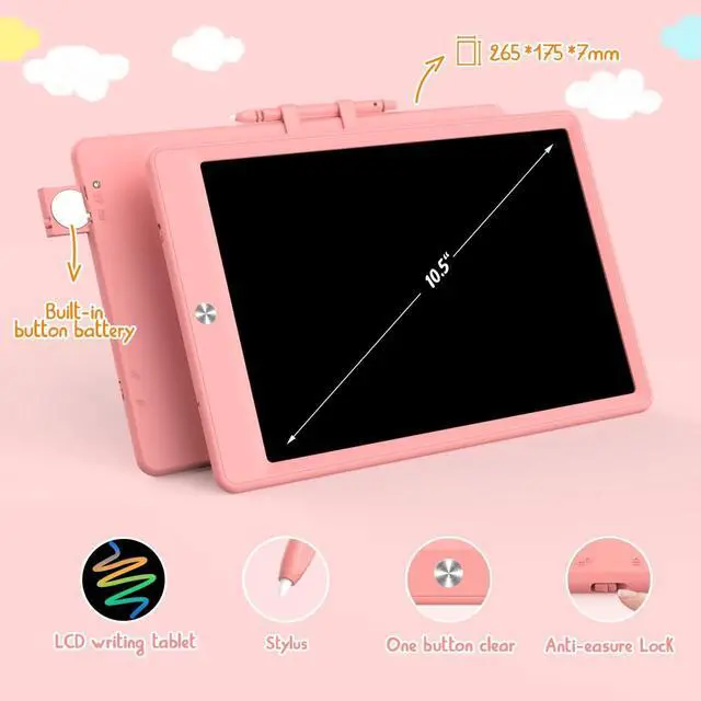 Alt view image 2 of 7 - LCD Writing Tablet Doodle Board, Colorful Drawing Pad, Electronic Drawing Tablet, Drawing Pads,Travel Gifts for Kids Ages 3 4 5 6 7 8 Year Old Girls Boys (10.5 inch, Pink&Pink)