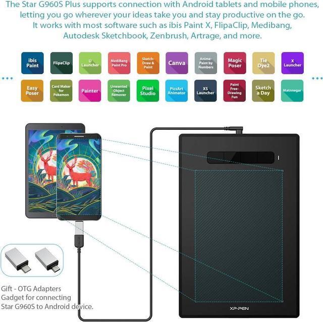 Alt view image 3 of 7 - XPPen Star G960S Plus Graphic Tablets Drawing Pen Tablets 9x6 inch with Battery-Free Tilt Support PH2 Stylus Digital Eraser (4 Shortcut Keys)