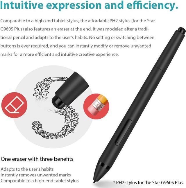 Alt view image 4 of 7 - XPPen Star G960S Plus Graphic Tablets Drawing Pen Tablets 9x6 inch with Battery-Free Tilt Support PH2 Stylus Digital Eraser (4 Shortcut Keys)